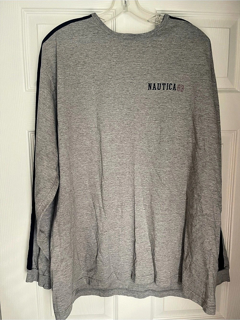 Nautica 83 Long Sleeve Graphic T-Shirt Long Sleeve Tee Gray & Navy XL